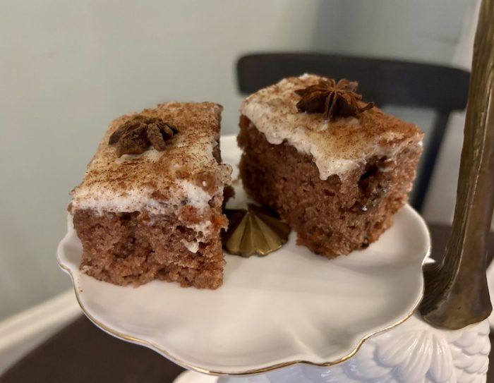 carrot cake at afternoon tea at Bellwether House in Savannah, Georgia