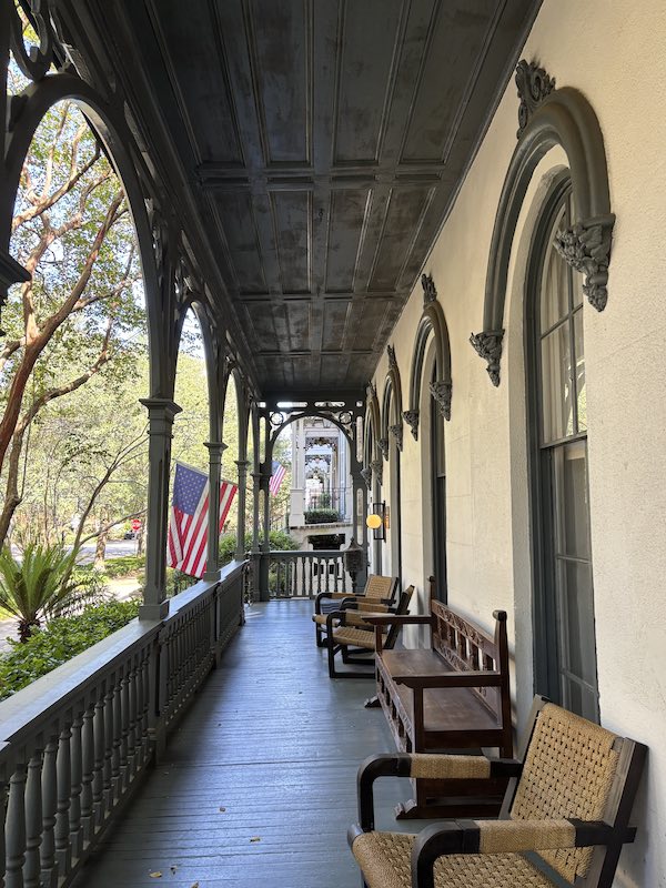 front porch Bellwether House in Savannah, Georgia