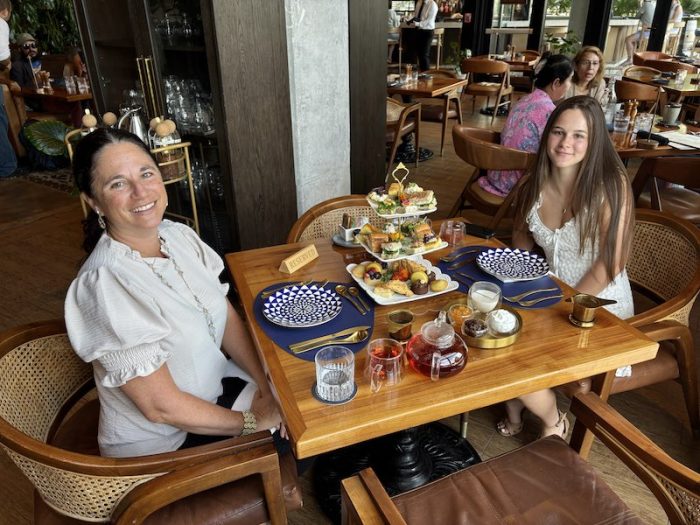 Angela and daughter at afternoon tea at The Ben West, Proper Grit in West Palm Beach, Florida