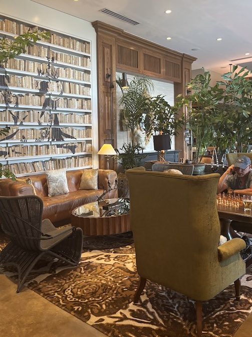 lounge in the lobby of The Ben West, Proper Grit in West Palm Beach, Florida