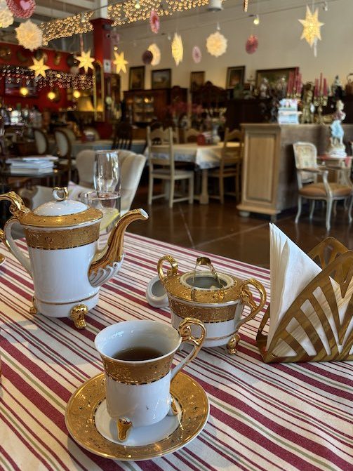 August visit for afternoon tea at Antique Caffe in Johns Creek, GA
