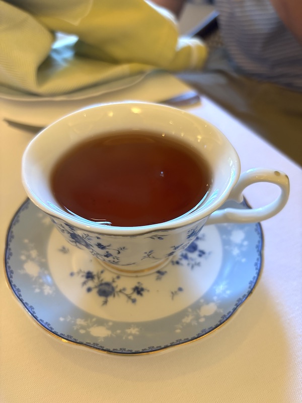 teacup at afternoon tea at The Brazilian Court's Cafe Boulud in Palm Beach, Florida