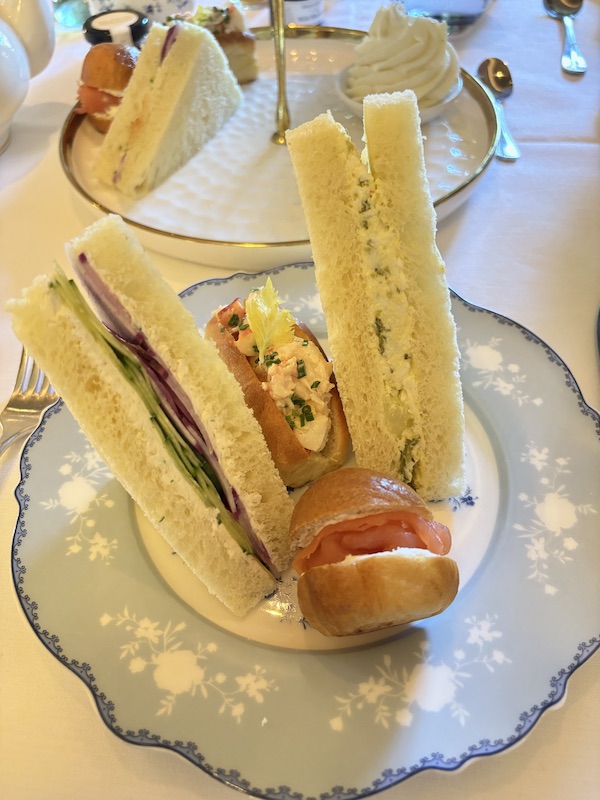finger sandwiches at afternoon tea at The Brazilian Court's Cafe Boulud in Palm Beach, Florida