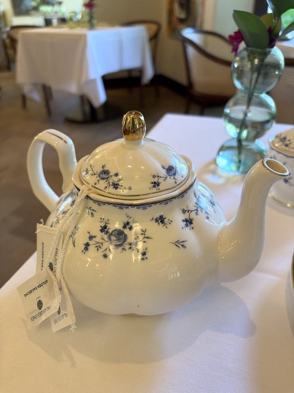 tea steeping at afternoon tea at The Brazilian Court's Cafe Boulud in Palm Beach, Florida