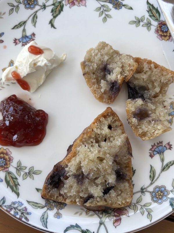 blueberry scones at afternoon tea at The Westin Atlanta Gwinnett, Overstory Rooftop Bar