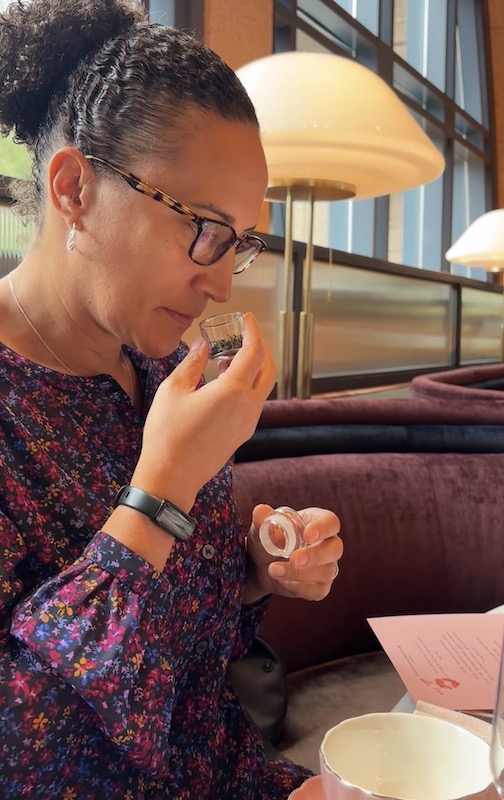 choosing our teas at the new afternoon tea at Four Seasons Hotel Atlanta