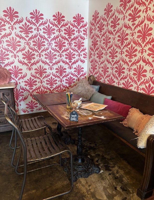 corner table for Angela Renals at Chocolate Pi in Tampa, Florida