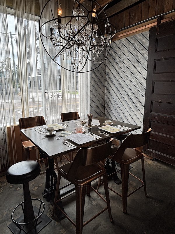 seating by front window at Chocolate Pi in Tampa, FL