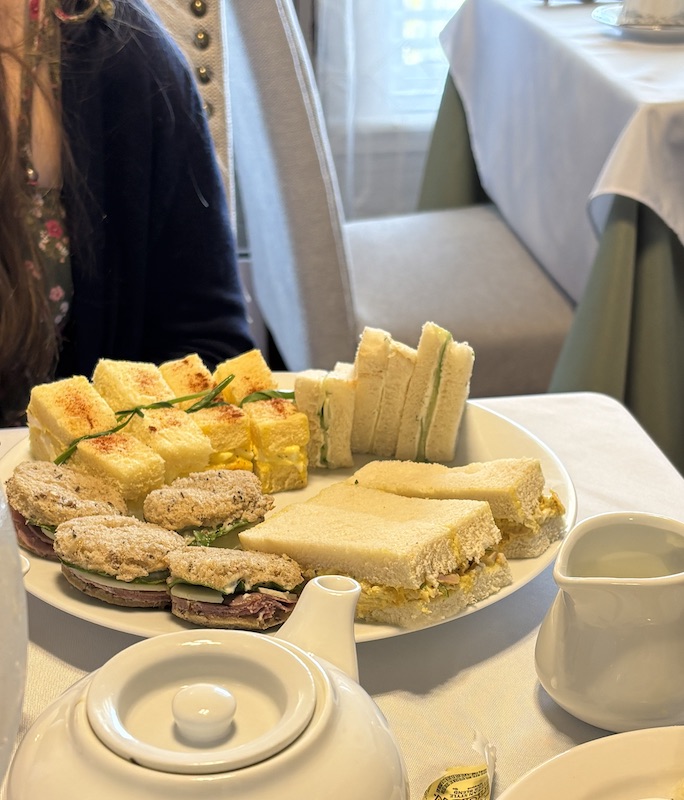 tea sandwiches at afternoon tea at Anna's Tearoom in Springfield, Georgia.
