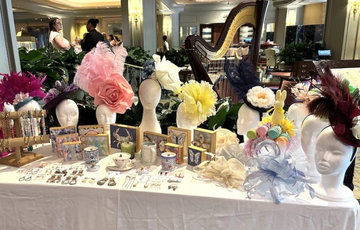 tea hats by Belle Gifts to Geaux at afternoon tea at The Windsor Court, Le Salon in New Orleans, LA