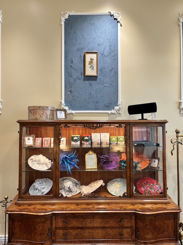 locally made gifts and tea hats for sale at Le Faucheur in Dunwoody, Atlanta, Georgia