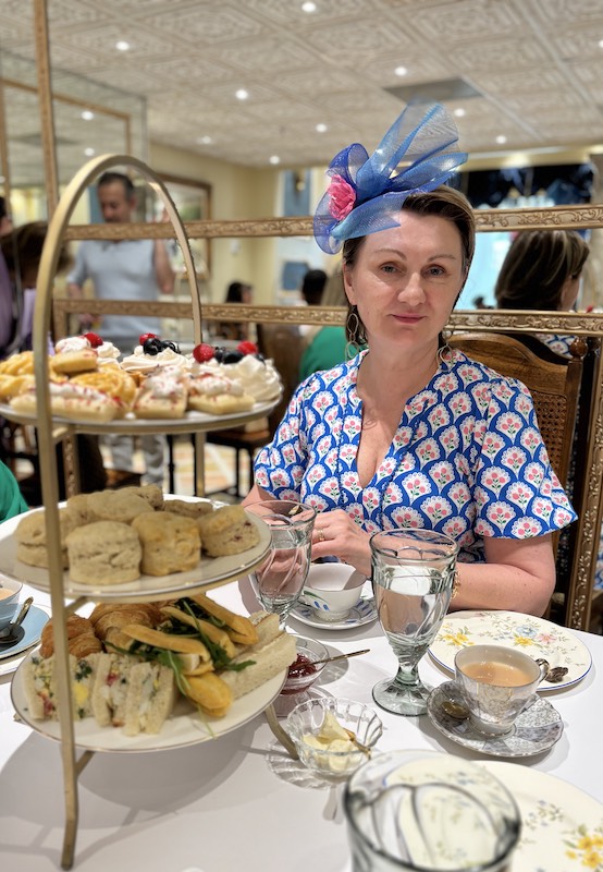 Elena Wittman at afternoon tea at Le Faucheur in Dunwoody, Atlanta, Georgia