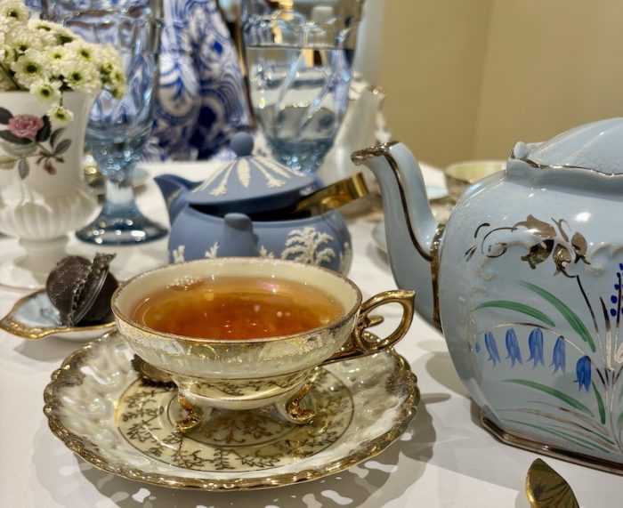 tea preparation at afternoon tea at Le Faucheur in Dunwoody, Atlanta, Georgia