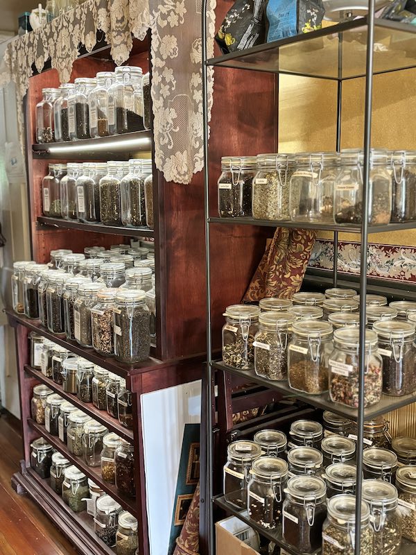vast tea selection at Smith-Byrd House Prattville, Alabama