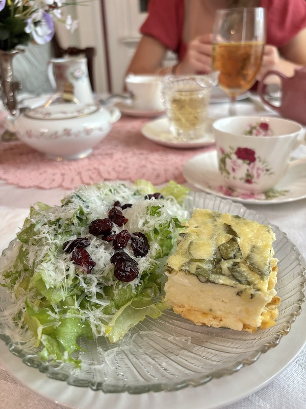 salad and quiche at afternoon tea at Smith-Byrd House in Prattville, Alabama