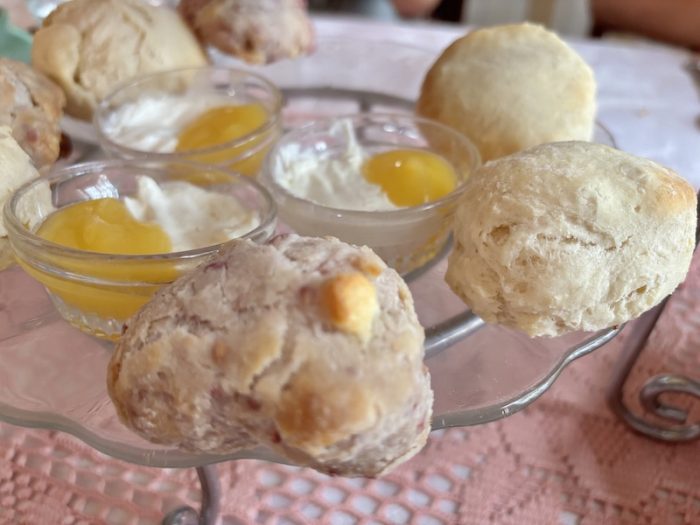 scones with cream and lemon curd at Smith-Byrd House in Prattville, Alabama