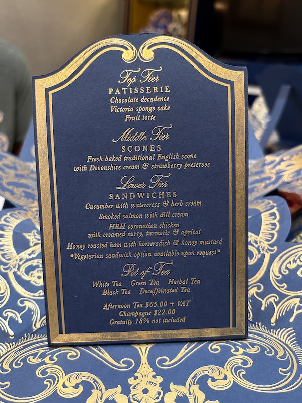 afternoon tea menu at The Duchess Tea Salon at Cafe Channing Noelle in Nassau, Bahamas
