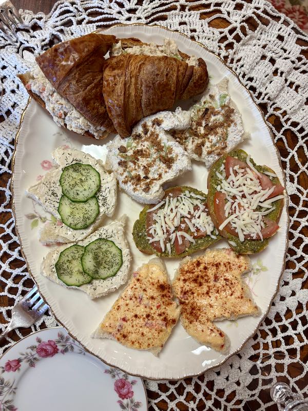 tea sandwiches at Stillwater Tea House at Rose Cottage in Suffolk, VA