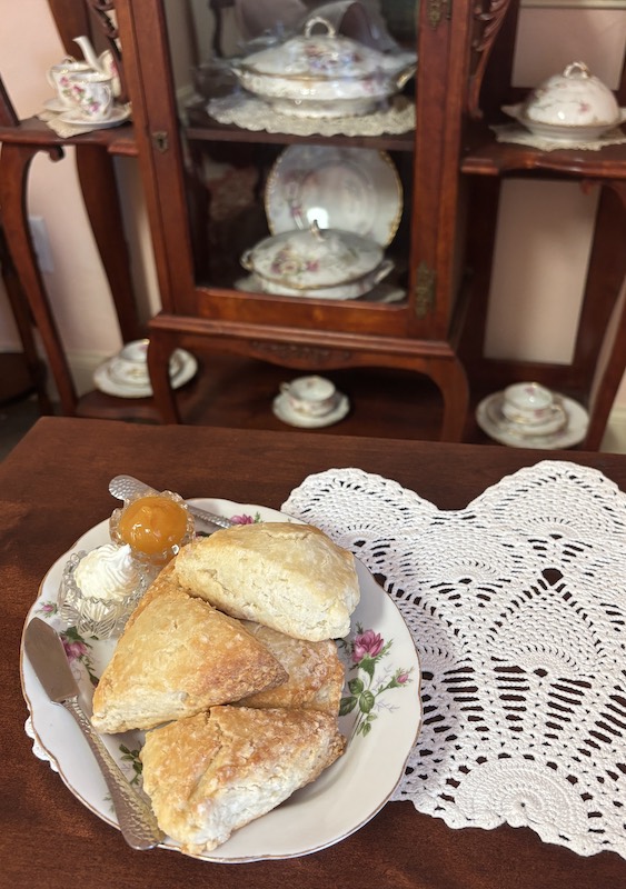 scones at afternoon tea at Stillwater Tea House at Rose Cottage in Suffolk, VA