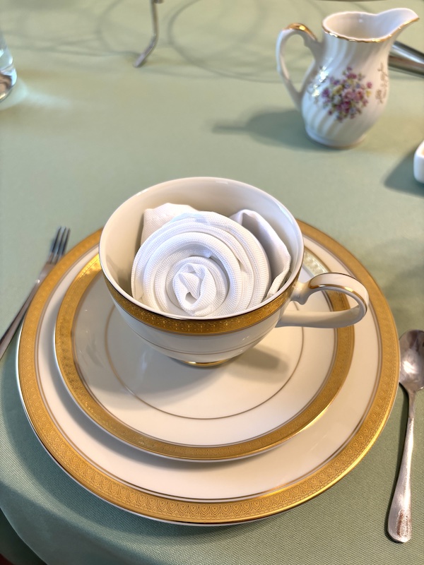 table set for tea at Annabella at Cedar Glen in Huntsville, AL